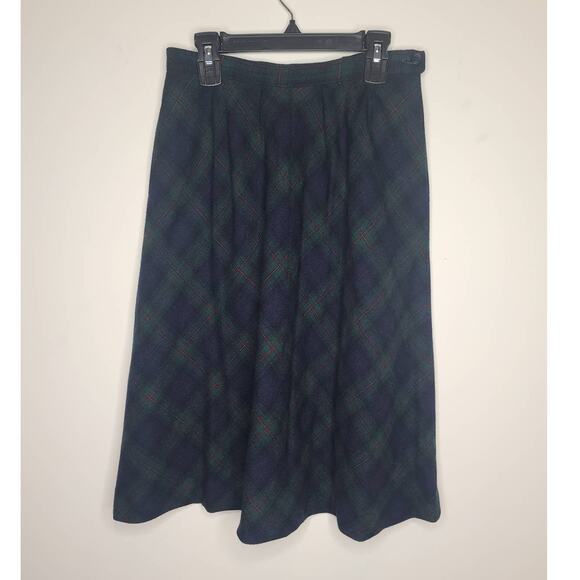 Vintage Pendleton green blue plaid long wool skirt with pockets - 8 - Picture 5 of 6